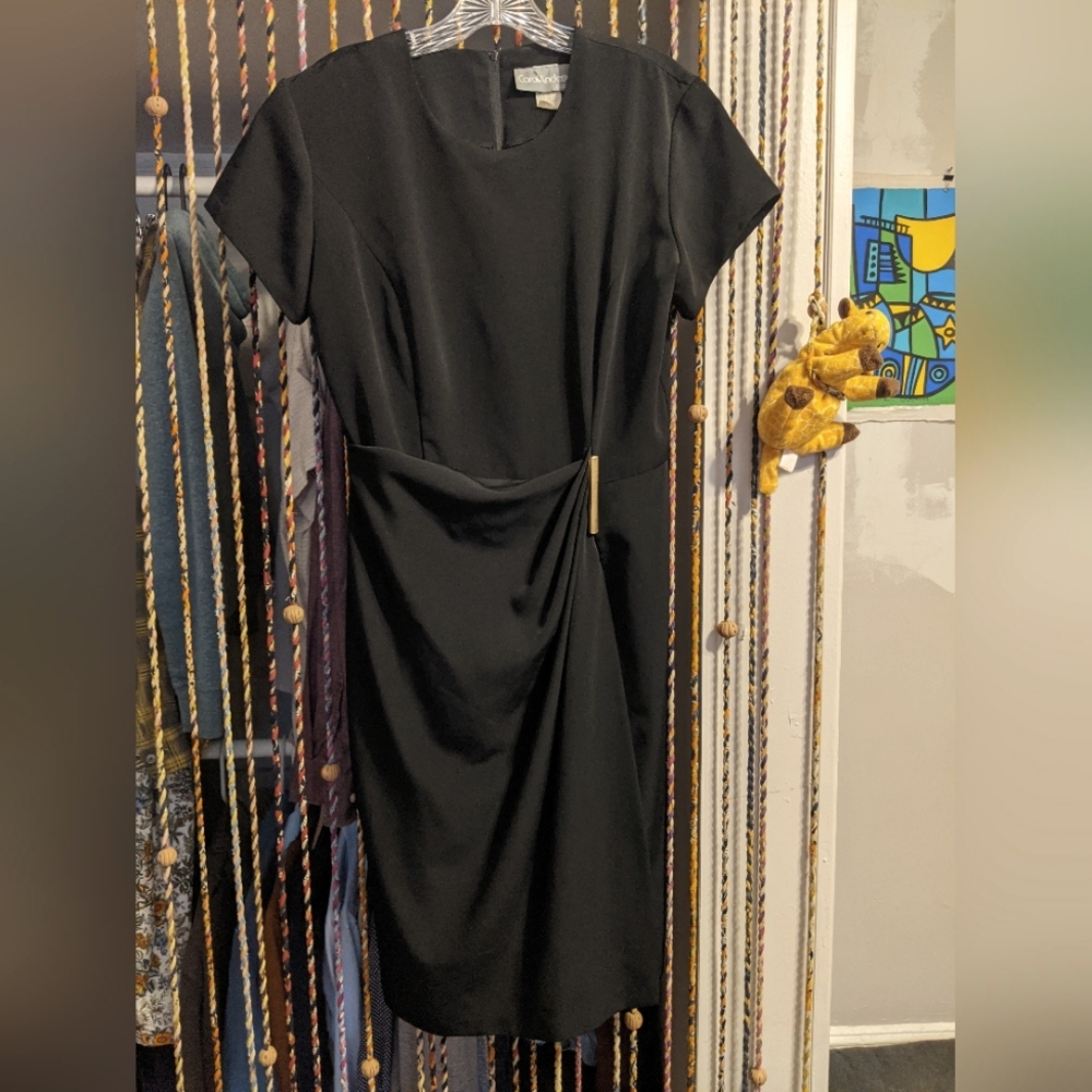 Classy Black Dress with Gold Buckle